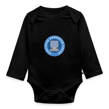 Computer certified - computer freak - Organic Longsleeve Baby Bodysuit - black - Front
