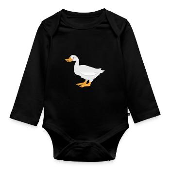 Stehende weiße Ente - Baby Bio-Langarm-Body - Schwarz - Vorne