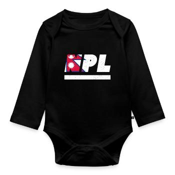 Nepal Fahne Flagge NPL - Baby Bio-Langarm-Body - Schwarz - Vorne