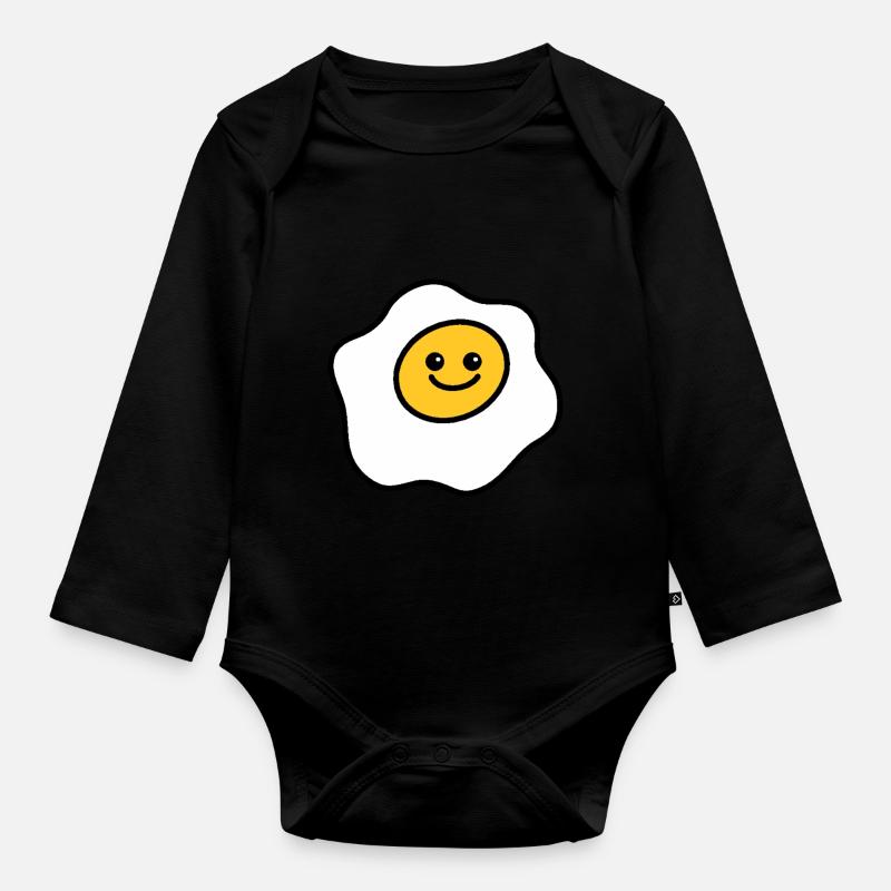 Happy breakfast egg - Organic Longsleeve Baby Bodysuit - black