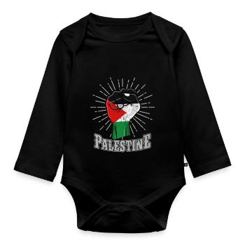 Palestine poing - Body Bébé bio manches longues - noir - Devant