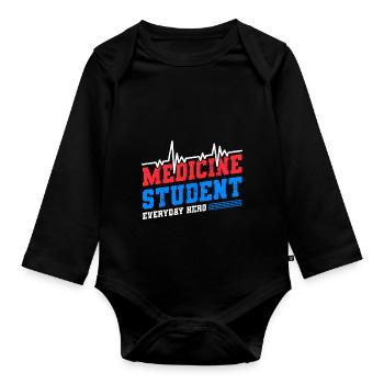 Étudiant en médecine - Body Bébé bio manches longues - noir - Devant