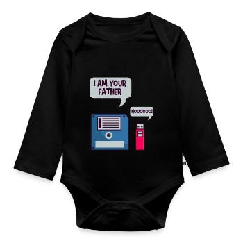 Disquette USB chemise geek ordinateur nerd drôle - Body Bébé bio manches longues - noir - Devant