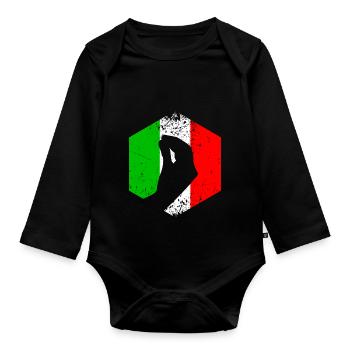 Drapeau italien avec un geste typique de la main - Body Bébé bio manches longues - noir - Devant