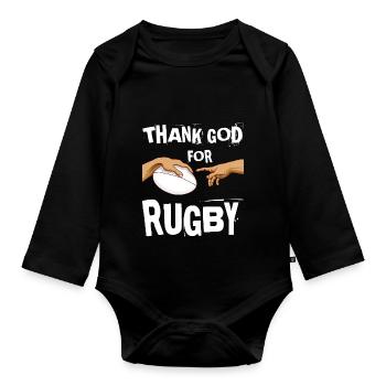Maillot rugby mains de Michel-Ange - Body Bébé bio manches longues - noir - Devant