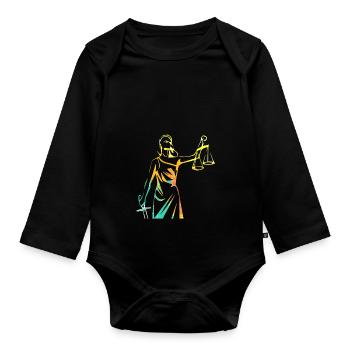 Avocat avocat juge justitia cadeau - Body Bébé bio manches longues - noir - Devant