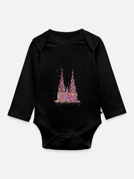 Kölner Dom, Konfetti - Baby Bio-Langarm-Body - Schwarz