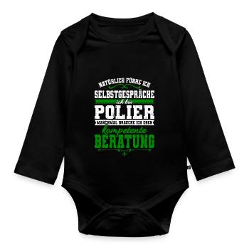 Polier Spruch Bauarbeiter Baustelle Bau - Baby Bio-Langarm-Body - Schwarz - Vorne