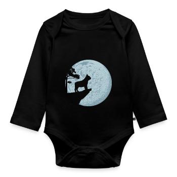 Amoureux des chiens bouledogue français pleine lune - Body Bébé bio manches longues - noir - Devant