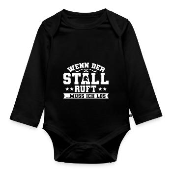 Wenn der Stall ruft muss ich los Pferde Liebhaber - Baby Bio-Langarm-Body - Schwarz - Vorne
