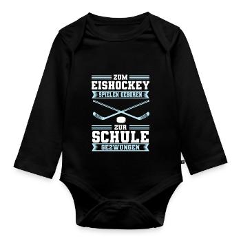 Eishockey Kinder Mannschaft Verein Geschenk - Baby Bio-Langarm-Body - Schwarz - Vorne