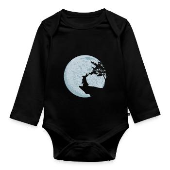Hase Geschenkidee Kaninchen Mond Osterhase - Baby Bio-Langarm-Body - Schwarz - Vorne