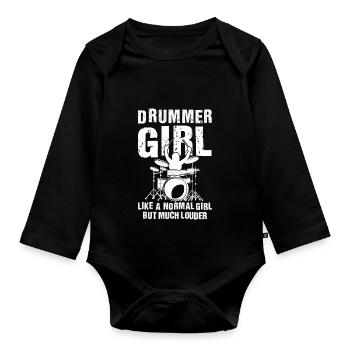 Drummer girl for drummer girls women - Organic Longsleeve Baby Bodysuit - black - Front
