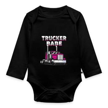Trucker Babe LKW Fahrerin Truckerin Frauen - Baby Bio-Langarm-Body - Schwarz - Vorne