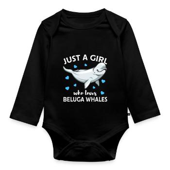 Beluga whale beluga whale cute gift - Organic Longsleeve Baby Bodysuit - black - Front