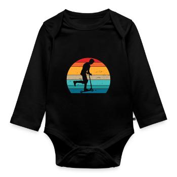 Scooter Stunt Scooter Gift for Teens - Organic Longsleeve Baby Bodysuit - black - Front