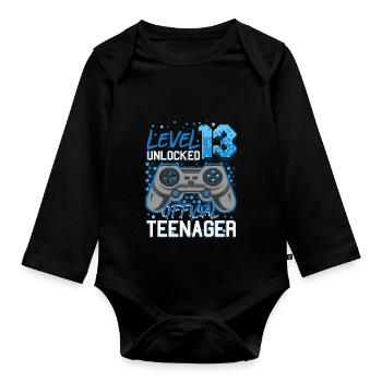 Niveau 13 Unlocked 13 ans Gamer Gamer Garçon - Body Bébé bio manches longues - noir - Devant
