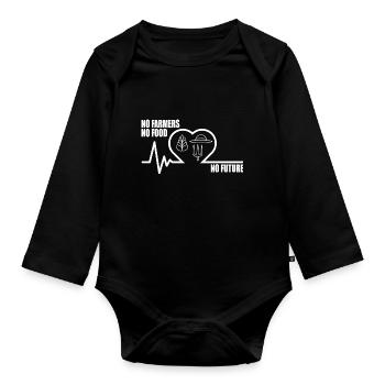 No Farmers No Food No Future Herzschlag Geschenk - Baby Bio-Langarm-Body - Schwarz - Vorne