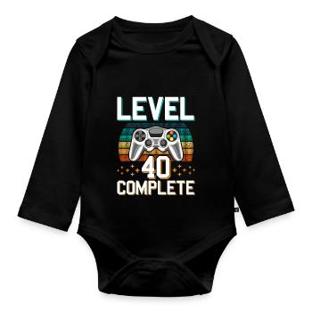 Level 40 Complete 40 Jahre Gamer Zocker Männer - Baby Bio-Langarm-Body - Schwarz - Vorne
