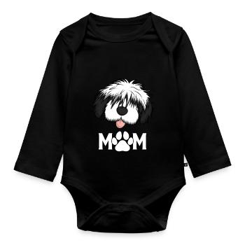 Bobtail-Poodle mère de chien de race mixte - Body Bébé bio manches longues - noir - Devant