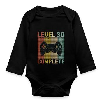 Level 30 Joueur de jeu complet 30 ans - Body Bébé bio manches longues - noir - Devant