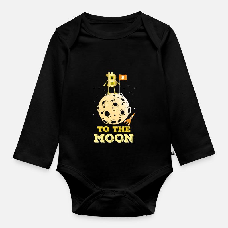 To The Moon Bitcoin Crypto - Body Bébé bio manches longues - noir