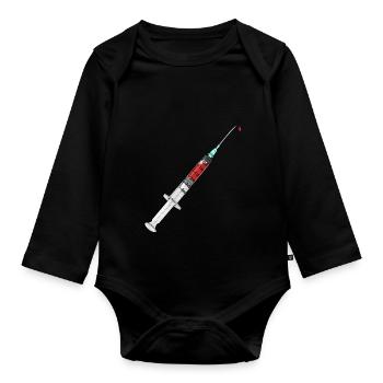 Syringe Vaccination Doctor Patient Syringe Blood Doctor - Organic Longsleeve Baby Bodysuit - black - Front