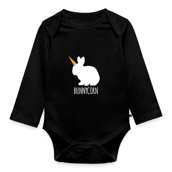 Bunnycorn Funny Easter Sunday Gifts Unicorn Rabbit - Organic Longsleeve Baby Bodysuit - black - Front