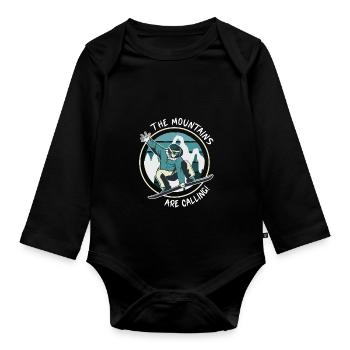 Snowboard Winter Sports Mountains Snow Freestyle Shred - Organic Longsleeve Baby Bodysuit - black - Front