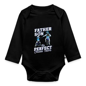 Cadeau de motocross moto dirt bike - Body Bébé bio manches longues - noir - Devant