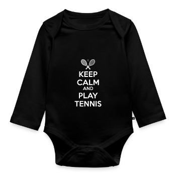 Restez calme et jouez au tennis - Body Bébé bio manches longues - noir - Devant