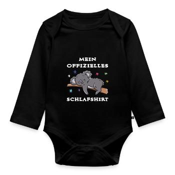 Ma chemise de nuit officielle mignonne chemise Koala - Body Bébé bio manches longues - noir - Devant