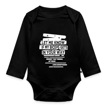 cool funny gym weightlifting statement gym wear - Baby Bio-Langarm-Body - Schwarz - Vorne