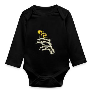 Main d'os avec une allumette - Body Bébé bio manches longues - noir - Devant