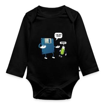 Father _ Son Floppy Disk ... Programmierer & Nerd - Baby Bio-Langarm-Body - Schwarz - Vorne