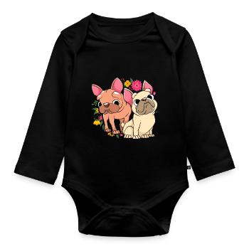 Bulldog français - Body Bébé bio manches longues - noir - Devant