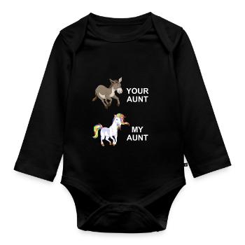 meine Tante gegen Deine Tante - Baby Bio-Langarm-Body - Schwarz - Vorne