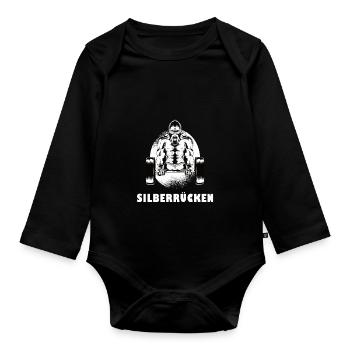 Silberrücken | Gorilla - Baby Bio-Langarm-Body - Schwarz - Vorne