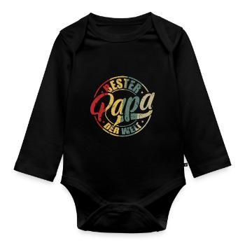 Bester Papa Der Welt Bester Papa - Baby Bio-Langarm-Body - Schwarz - Vorne