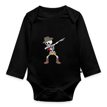 Dab Dance Squelette Cowboy Drôle costume Halloween - Body Bébé bio manches longues - noir - Devant