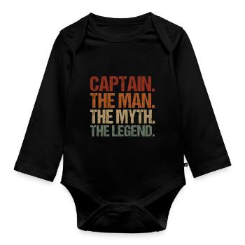 captain - Organic Longsleeve Baby Bodysuit - black - Front