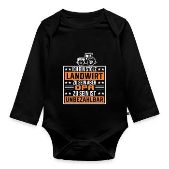 Traktorfahrer Opa Traktor Geschenk - Baby Bio-Langarm-Body - Schwarz - Vorne