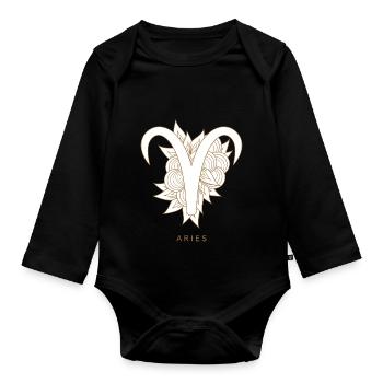 Aries Widder Sternzeichen Astrology - Baby Bio-Langarm-Body - Schwarz - Vorne