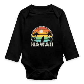 Coloré et vintage Hawaii Surf - Body Bébé bio manches longues - noir - Devant