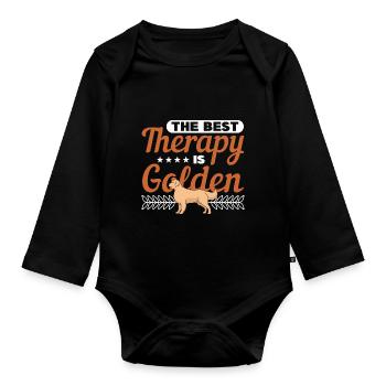 Golden Retriever Geschenke für Retriever Besitzer - Baby Bio-Langarm-Body - Schwarz - Vorne