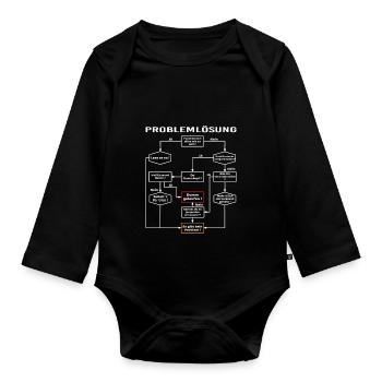 Problemlösung Prozess Diagramm, Männerprobleme - Baby Bio-Langarm-Body - Schwarz - Vorne