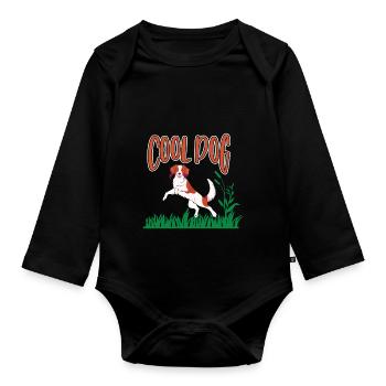 Cool Dog, Playing Kooikerhondje - Organic Longsleeve Baby Bodysuit - black - Front