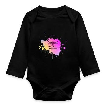 13e anniversaire de l’ado officiel Aquarelle - Body Bébé bio manches longues - noir - Devant