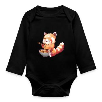 Red Panda Ramen - Organic Longsleeve Baby Bodysuit - black - Front