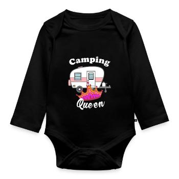 Camping Queen - Baby Bio-Langarm-Body - Schwarz - Vorne